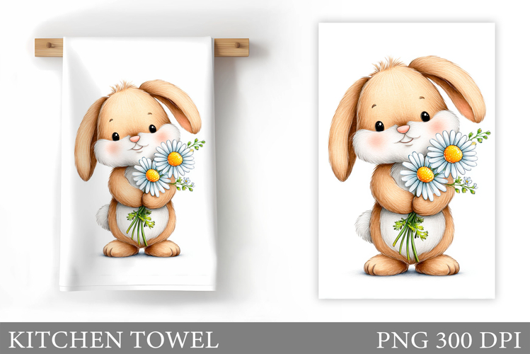Cute Bunny Kitchen Towel Design. Cute Bunny Sublimation