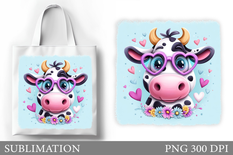 Cute Cow Tote Bag Design. Cute Cow Sublimation