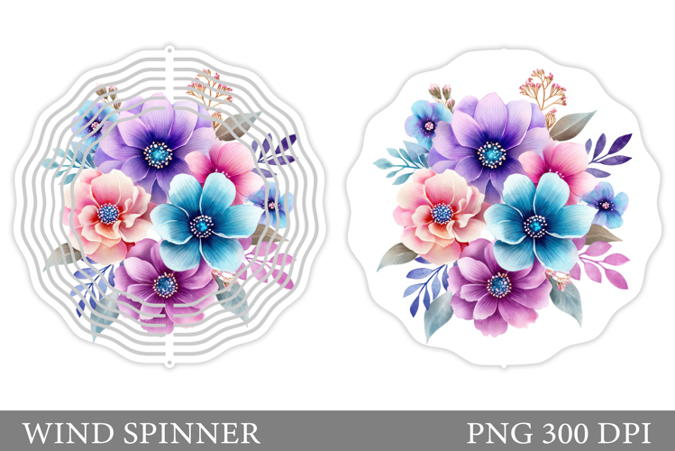 Floral Wind Spinner Sublimation. Flowers Wind Spinner Design