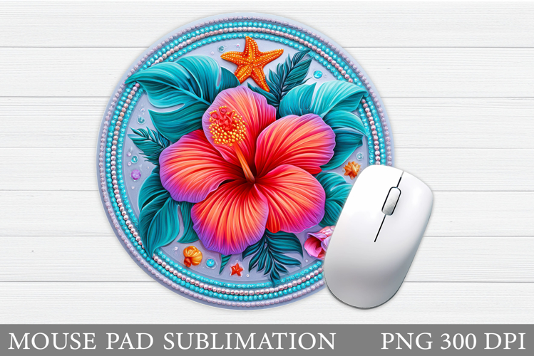 Hibiscus Mouse Pad Sublimation. Floral Mouse Pad Design