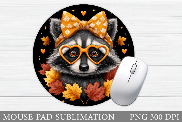 Fall Raccoon Mouse Pad Sublimation. Fall Mouse Pad Design