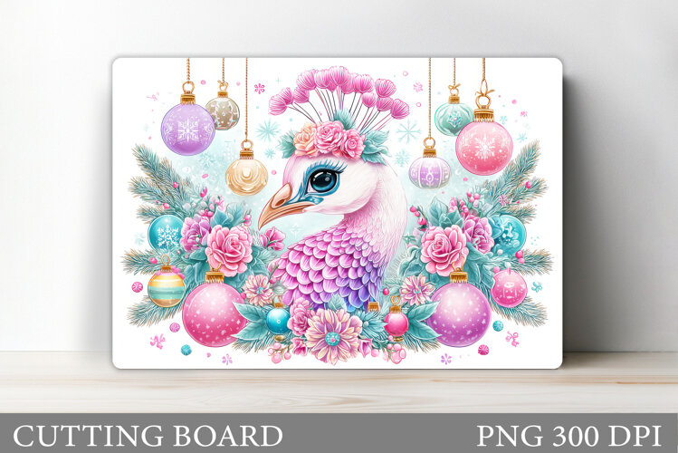 Christmas Peacock Cutting Board. Christmas Cutting Board example image 1
