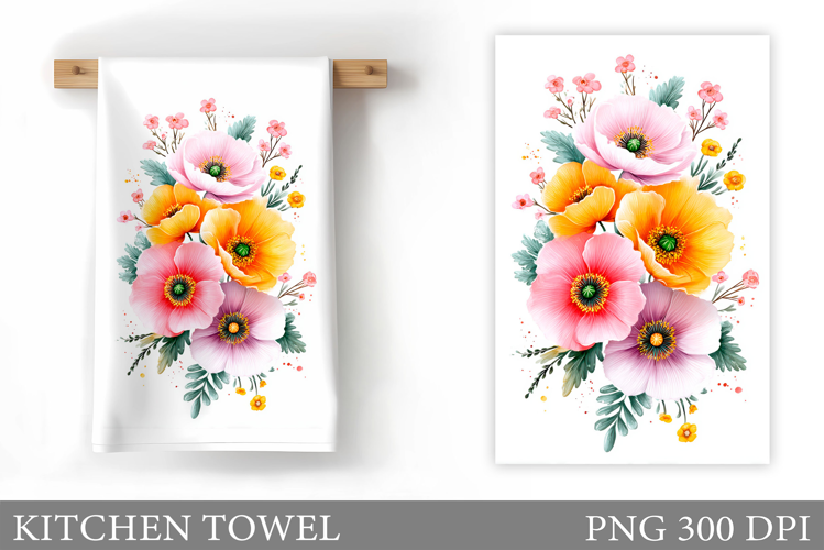 Wildflowers Kitchen Towel. Flowers Kitchen Towel Sublimation