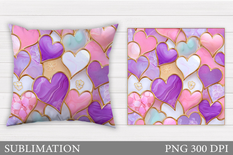 Hearts Pillow Design. Valentines Pillow Sublimation