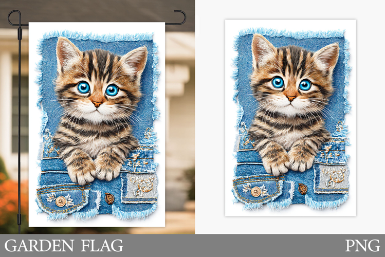 Cute Cat Garden Flag Design. Cute Cat Sublimation example image 1
