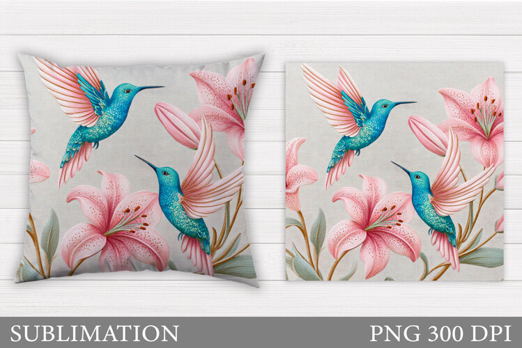 Hummingbird Pillow Design. Hummingbird Sublimation example image 1