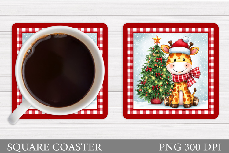 Christmas Giraffe Coaster. Christmas Coaster Sublimation