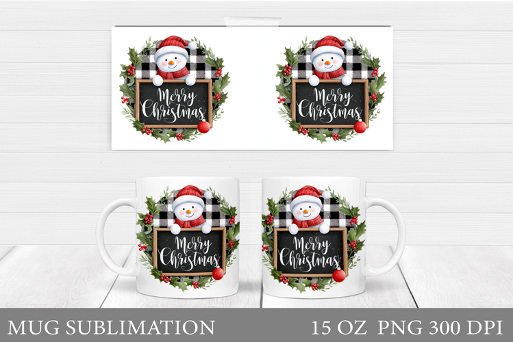 Cute Snowman Mug Design. Christmas Mug Sublimation