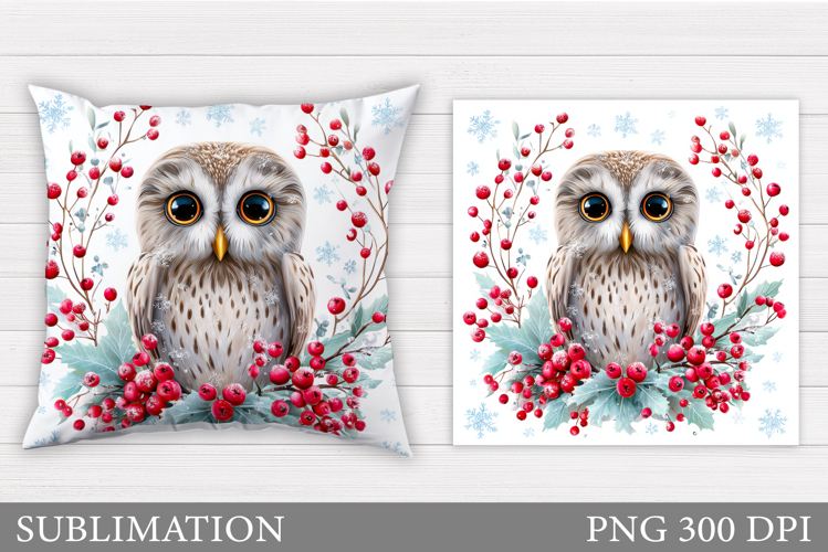 Christmas Owl Pillow Design. Christmas Pillow Sublimation