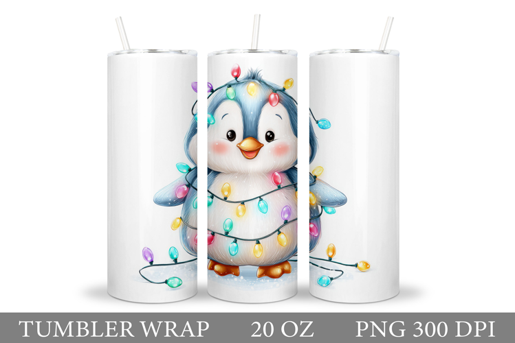 Cute Penguin Tumbler Design. Christmas Tumbler Sublimation
