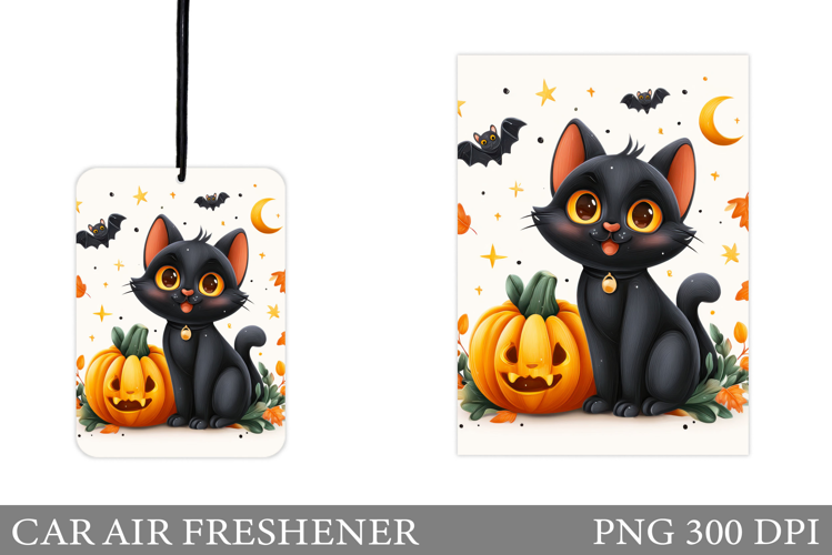 Black Cat Car Air Freshener. Halloween Car Air Freshener
