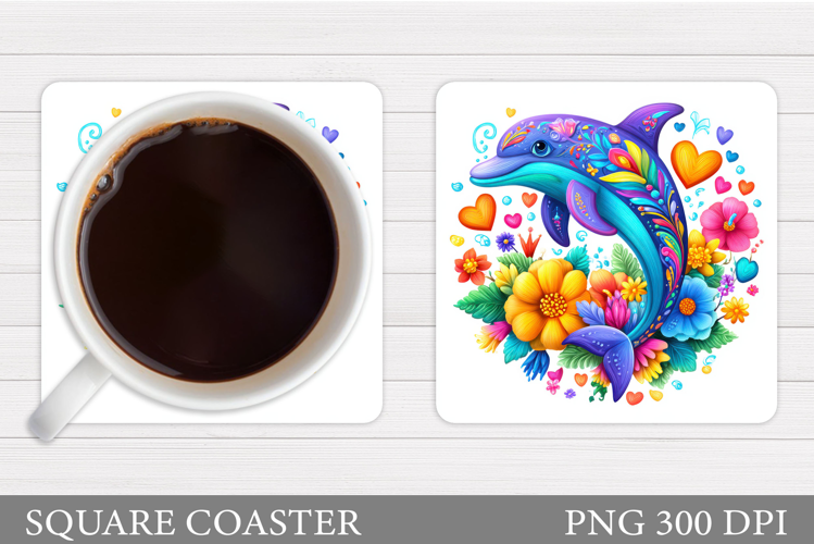 Dolphin Coaster Design. Sea Coaster Sublimation