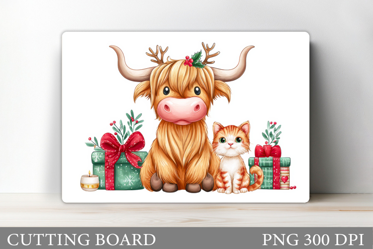 Christmas Cow Cutting Board. Christmas Cutting Board