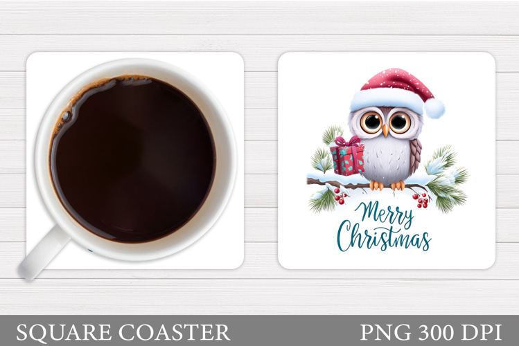 Christmas Owl Coaster Design. Christmas Coaster Sublimation