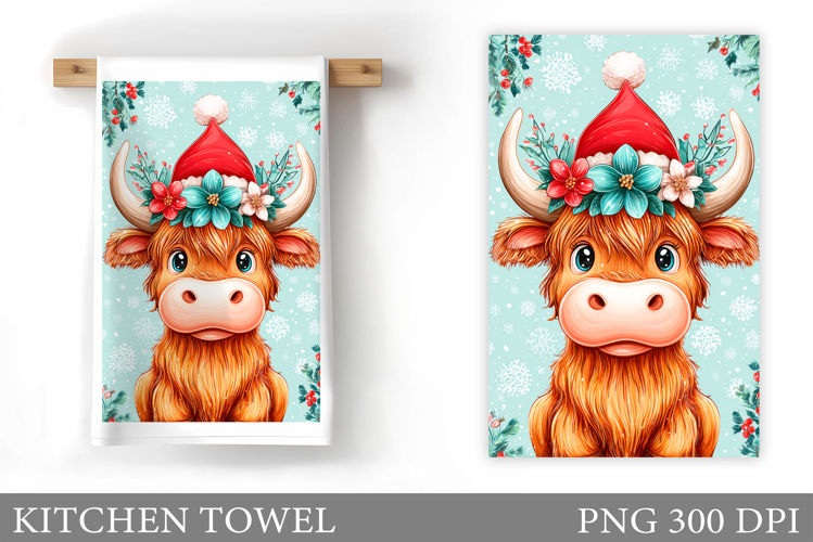 Christmas Cow Kitchen Towel. Christmas Kitchen Towel Design