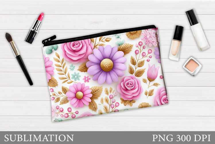 Floral Makeup Bag. Flowers Makeup Pouch Sublimation