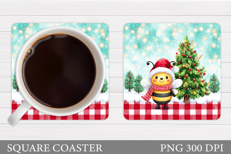 Christmas Bee Coaster. Christmas Coaster Sublimation