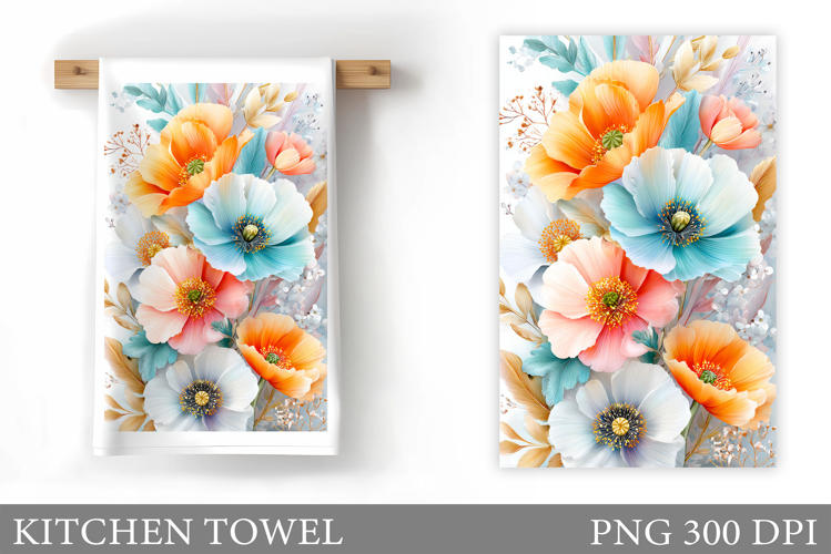 Flowers Kitchen Towel. Wildflowers Kitchen Towel Design