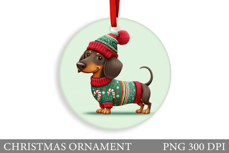 Dachshund Christmas Ornament. Christmas Ornament Sublimation
