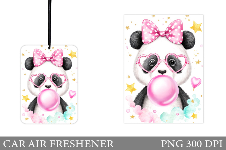 Panda Car Air Freshener Design. Cute Panda Sublimation