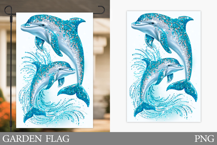 Dolphins Garden Flag Design. Dolphins Sublimation