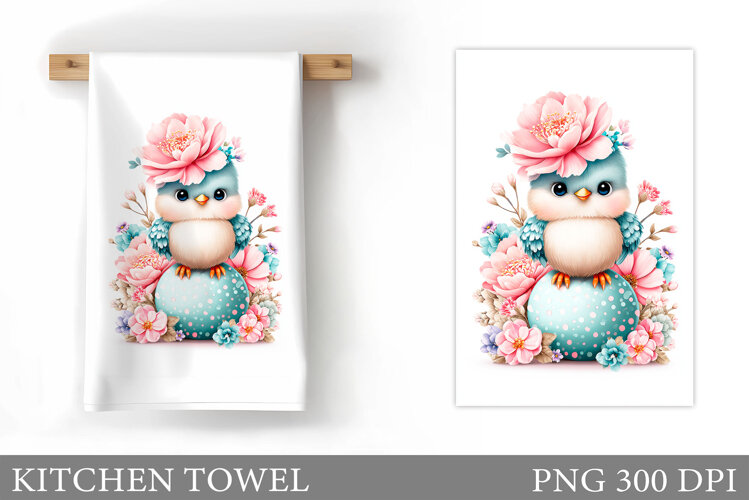Cute Bird Kitchen Towel Design. Cute Bird Sublimation example image 1