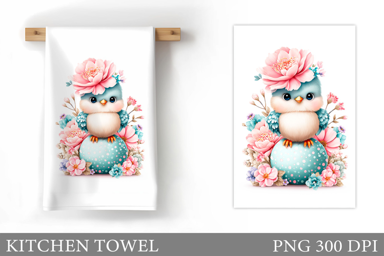 Cute Bird Kitchen Towel Design. Cute Bird Sublimation