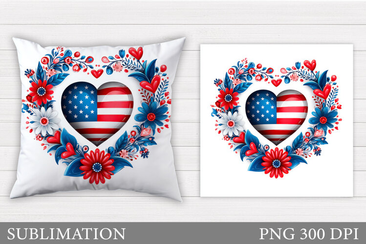 Patriotic Heart Coaster. Patriotic Coaster Sublimation example image 1