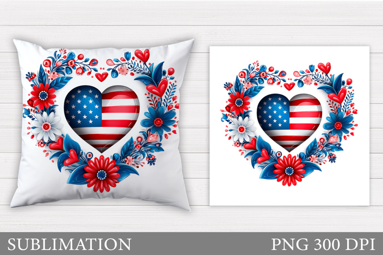 Patriotic Heart Coaster. Patriotic Coaster Sublimation