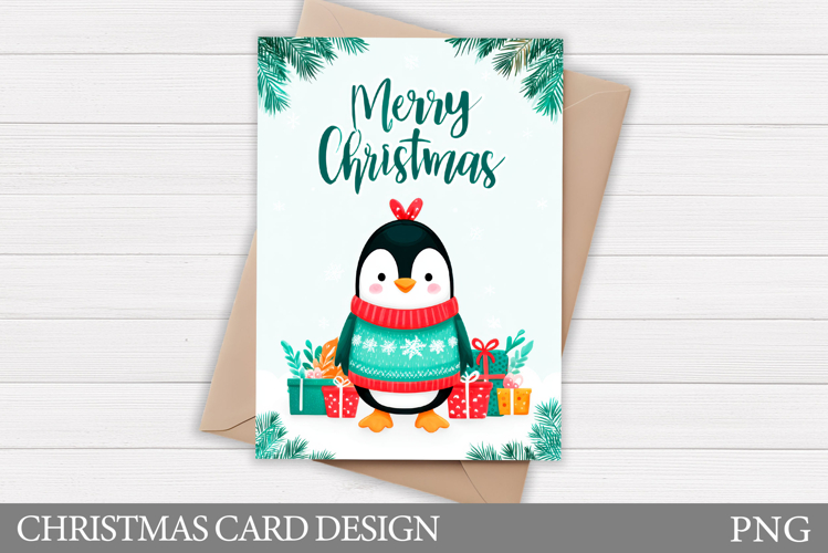Christmas Penguin Card. Christmas Card Printable