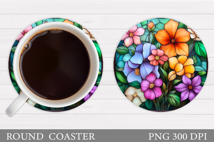 Wildflowers Coaster Design. Floral Coaster Sublimation example image 1