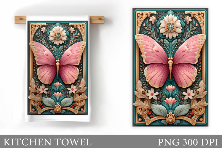 Butterfly Kitchen Towel Design. Butterfly Sublimation