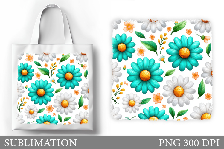Daisy Flowers Tote Bag Design. Flowers Tote Bag Sublimation