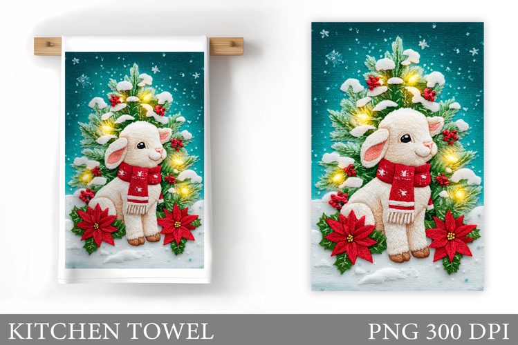 Christmas Lamb Kitchen Towel. Christmas Kitchen Towel Design