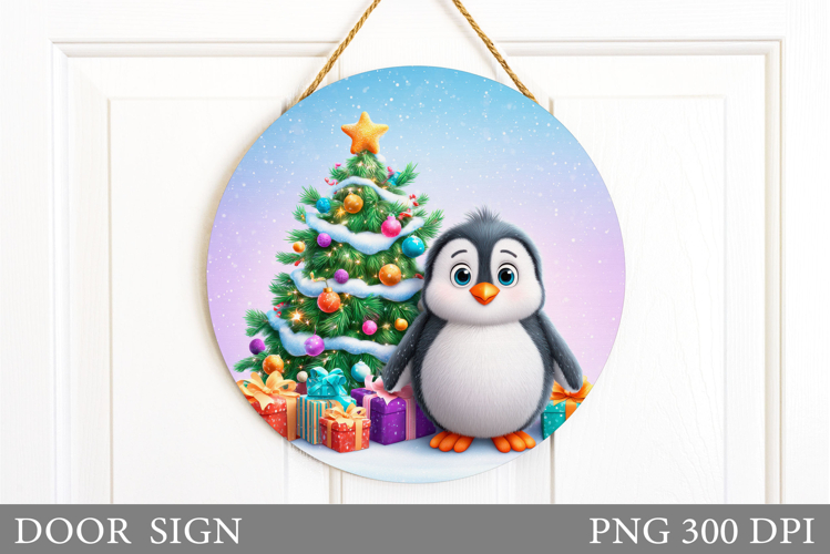 Christmas Penguin Door Sign. Christmas Door Sign Sublimation