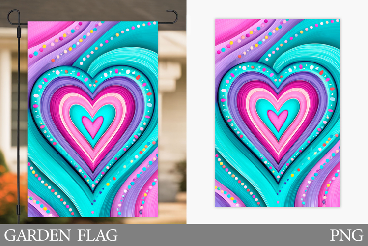 Valentines Heart Garden Flag. Valentines Garden Flag Design