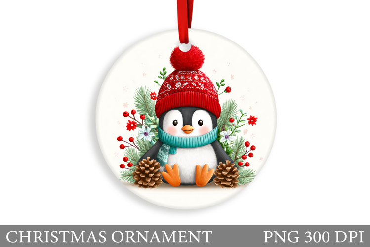 Cute Penguin Christmas Ornament. Cute Penguin Sublimation