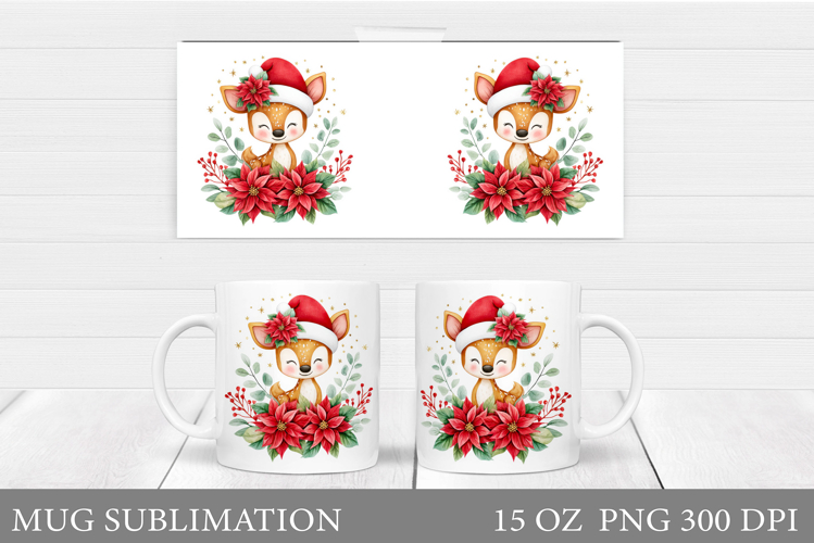 Christmas Deer Mug Design. Cute Deer Mug Sublimation