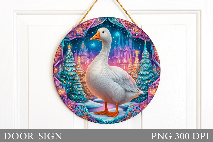 Christmas Goose Door Sign. Christmas Door Sign Sublimation