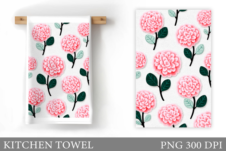Floral Kitchen Towel Design. Flowers Kitchen Towel