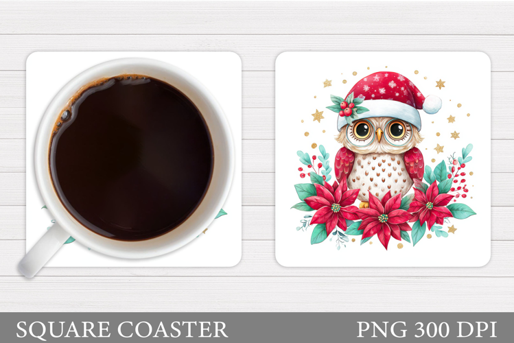 Christmas Owl Coaster Design. Christmas Coaster Sublimation