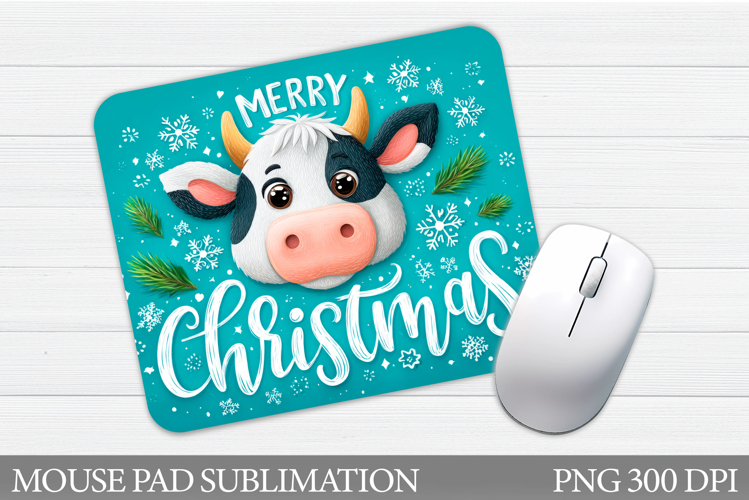 Christmas Cow Mouse Pad. Christmas Mouse Pad Sublimation