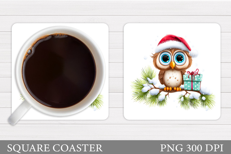 Christmas Owl Coaster Design. Christmas Coaster Sublimation