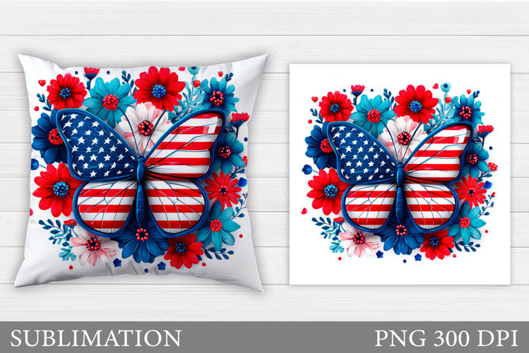 Patriotic Butterfly Pillow. Patriotic Pillow Design example image 1