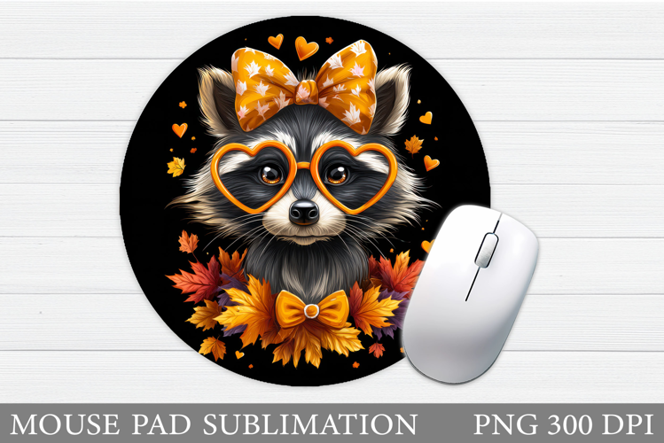 Fall Raccoon Mouse Pad Sublimation. Fall Mouse Pad Design