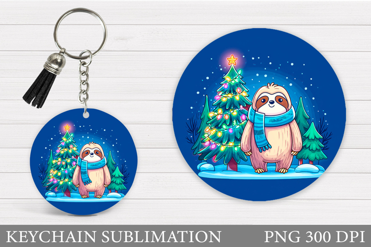 Christmas Sloth Keychain. Sloth Christmas Keychain Design