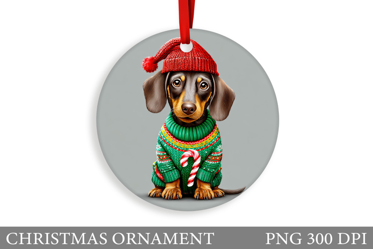 Dachshund Christmas Ornament. Christmas Ornament Sublimation