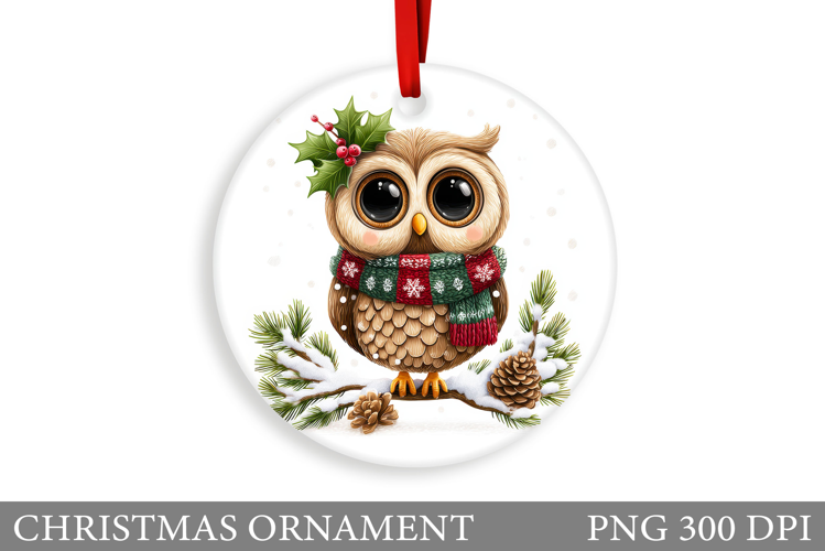 Cute Owl Christmas Ornament. Christmas Ornament Sublimation