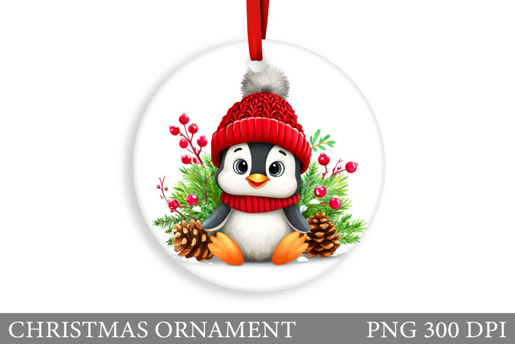 Cute Penguin Christmas Ornament. Cute Penguin Sublimation