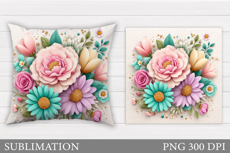 Flowers Pillow Design. Floral Pillow Sublimation example image 1